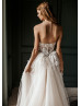 Strapless Ivory Lace Tulle Structured Wedding Dress Strapless Ivory Lace Tulle Structured Wedding Dress